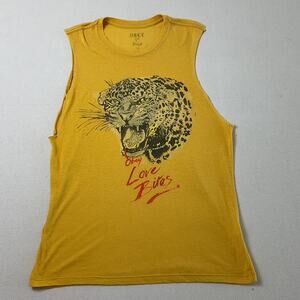Obey Has A Posse Yellow Obey Love Bites Tiger Adult Size M Thrashed Tank Top